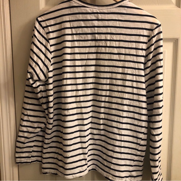 SZ small.  Mens.  Striped long sleeve Cotten tee (Henley)  buttons. - Picture 4 of 8